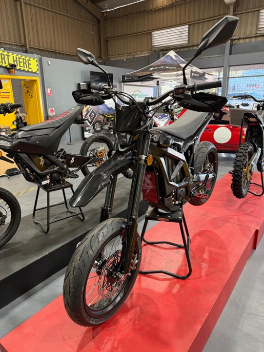 Stage 3 SurRon Ultra Bee race build in our electric dirt bikes showroom